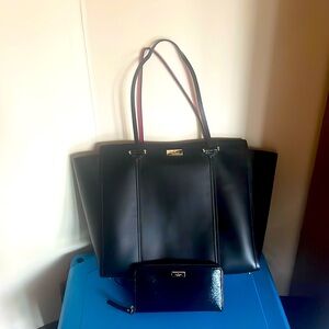 Black and pink Kate Spade Tote.. Black long Kate Sp Wallet.